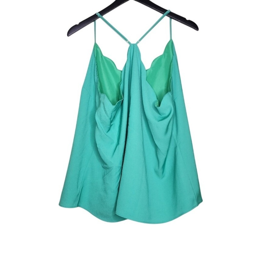 J by J Crew Sleeveless Top Cami Tank Scalloped Green Corp Office Feminine 22 - Picture 2 of 6